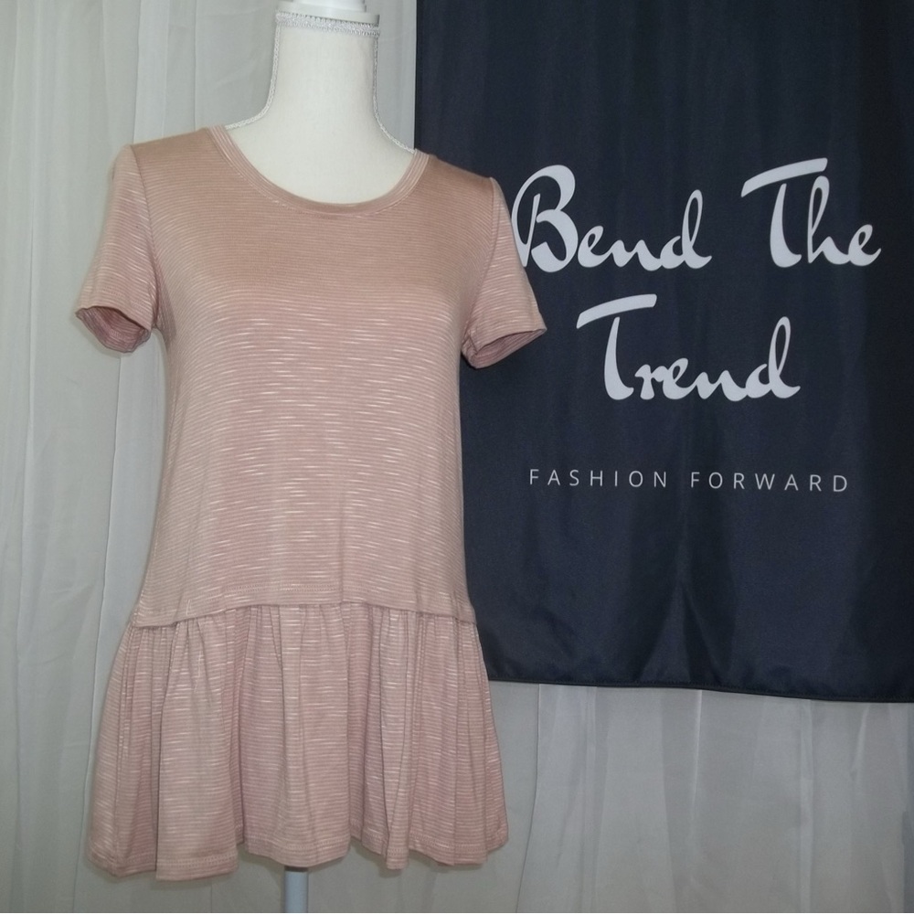 Brittney Dusty Rose short sleeve stripe top!
